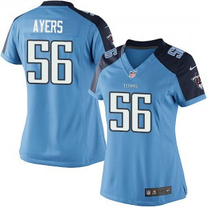 Femmes Nike Tennessee Titans # 56 asso Ayers Élite Light Bleu équipe couleur NFL Maillot Magasin