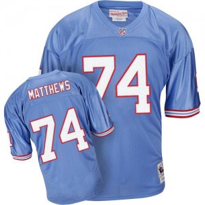 Oilers de Reebok Houston # 74 Bruce Matthews lumière bleu premier ministre EQT Throwback NFL Maillot Magasin