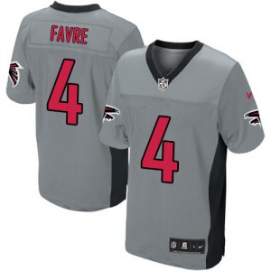 Hommes Nike Atlanta Falcons # 4 Brett Favre Élite gris ombre NFL Maillot Magasin