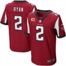 Men Nike Atlanta Falcons &2 Matt Ryan Elite Red Team Color C Patch NFL Jersey