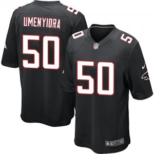 Falcons d'Atlanta de jeunesse Nike # 50 Osi Umenyiora Élite noire remplaçant NFL Maillot Magasin Falcons d'Atlanta de jeunesse Nike # 50 Osi Umenyiora Élite noire remplaçant NFL Maillot Magasin