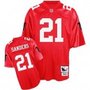 Men Mitchell and Ness Atlanta Falcons &21 Deion Sanders Authentic Red Throwback NFL Jersey