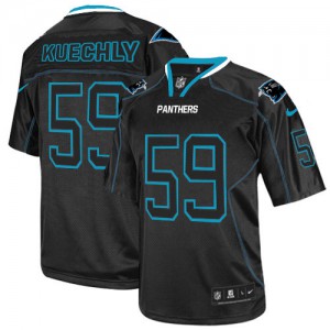 Hommes Nike Carolina Panthers # 59 Luke Kuechly Élite Lights Out noir NFL Maillot Magasin