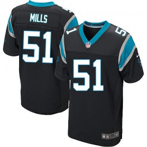 Hommes Nike Carolina Panthers # 51 Sam Mills élite noir équipe NFL Maillot Magasin de couleur