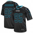 Men Nike Carolina Panthers &95 Charles Johnson Elite Lights Out Black NFL Jersey