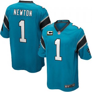 Jeunesse Nike Carolina Panthers # 1 Cam Newton élite bleu C autre Patch NFL Maillot Magasin