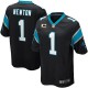 Jeunesse Nike Carolina Panthers # 1 Cam Newton Élite noire couleur C Patch NFL maillot de l'équipe