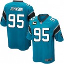 Youth Nike Carolina Panthers &95 Charles Johnson Elite Blue Alternate C Patch NFL Jersey