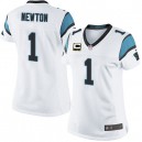 Women Nike Carolina Panthers &1 Cam Newton Elite White C Patch NFL Jersey