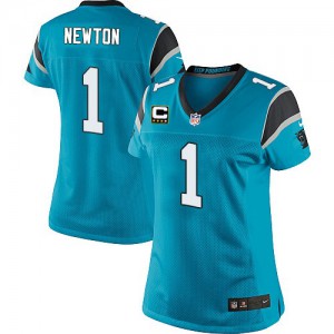 Femmes Nike Carolina Panthers # 1 Cam Newton élite bleu C autre Patch NFL Maillot Magasin