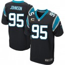 Men Nike Carolina Panthers &95 Charles Johnson Elite Black Team Color C Patch NFL Jersey
