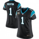 Women Nike Carolina Panthers &1 Cam Newton Elite Black Team Color C Patch NFL Jersey