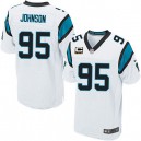 Men Nike Carolina Panthers &95 Charles Johnson Elite White C Patch NFL Jersey