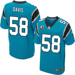 Hommes Nike Carolina Panthers # 58 Thomas Davis élite bleu remplaçant C Patch NFL Maillot Magasin
