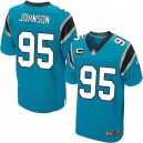 Men Nike Carolina Panthers &95 Charles Johnson Elite Blue Alternate C Patch NFL Jersey