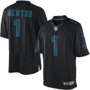 Men Nike Carolina Panthers &1 Cam Newton Elite Black Impact NFL Jersey