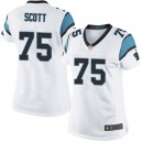 Women Nike Carolina Panthers &75 Chris Scott Elite White NFL Jersey