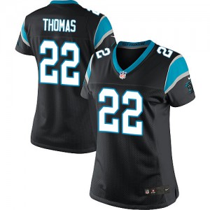 Femmes Nike Carolina Panthers # 22 Josh Thomas Élite Noir couleur NFL maillot de Team
