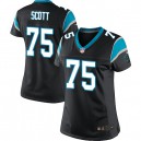 Women Nike Carolina Panthers &75 Chris Scott Elite Black Team Color NFL Jersey