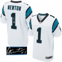 Men Nike Carolina Panthers &1 Cam Newton White Elite Autographed NFL Jersey