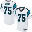 Men Nike Carolina Panthers &75 Chris Scott Elite White NFL Jersey