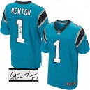 Men Nike Carolina Panthers &1 Cam Newton Blue Alternate Elite Autographed NFL Jersey