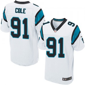 Hommes Nike Carolina Panthers # 91 Colin Cole Élite blanc NFL Maillot Magasin