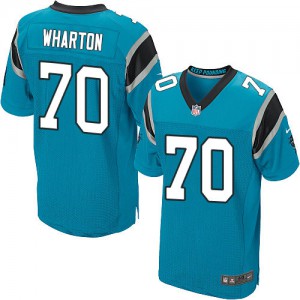 Hommes Nike Carolina Panthers # 70 Travelle Wharton Élite bleu remplaçant NFL Maillot Magasin
