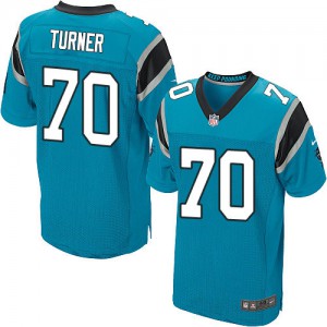 Hommes Nike Carolina Panthers # 70 Trai Turner Élite bleu remplaçant NFL Maillot Magasin