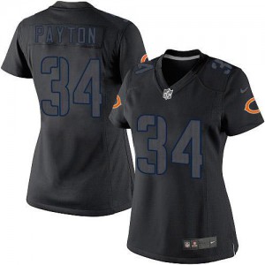 Femmes Nike Chicago Bears # 34 Walter Payton Élite Noir Impact NFL Maillot Magasin