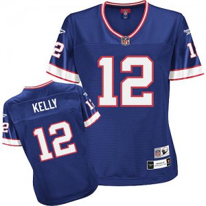 Bills de Buffalo Reebok # 12 Jim Kelly Royal bleu femmes Throwback équipe NFL maillot de couleur