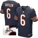 Men Nike Chicago Bears &6 Jay Cutler Navy Blue Team Color Elite Autographed NFL Jersey