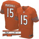 Men Nike Chicago Bears &15 Brandon Marshall Orange Alternate Elite Autographed NFL Jersey