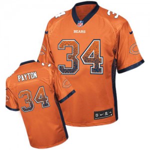 Hommes Nike Chicago Bears # 34 Walter Payton Élite Orange Drift mode NFL Maillot Magasin