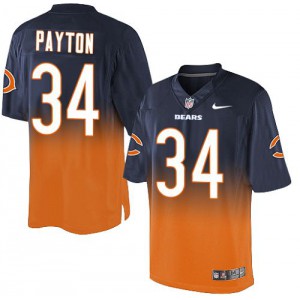 Hommes Nike Chicago Bears # 34 Walter Payton Élite Navy/Orange Fadeaway NFL Maillot Magasin