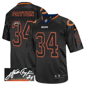 Hommes Nike Chicago Bears # 34 Noir Lights Out de Walter Payton Élite dédicacé NFL Maillot Magasin Hommes Nike Chicago Bears # 34 Noir Lights Out de Walter Payton Élite dédicacé NFL Maillot Magasin