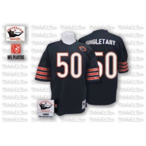 Mitchell et Ness Chicago Bears # 50 Mike Singletary équipe bleu couleur avec gros numéro Throwback authentique NFL maillot