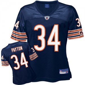 Reebok Chicago porte # 34 Walter Payton bleu femmes équipe couleur Replica Throwback NFL Maillot Magasin