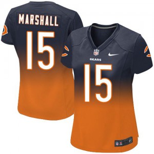 Femmes Nike Chicago Bears # 15 Brandon Marshall Élite Navy/Orange Fadeaway NFL Maillot Magasin