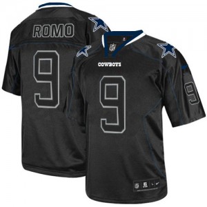 Hommes Nike Dallas Cowboys # 9 Tony Romo Élite Lights Out noir NFL Maillot Magasin