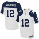 Men Nike Dallas Cowboys &12 Roger Staubach Elite White Throwback Alternate NFL Jersey