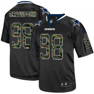 Hommes Nike Dallas Cowboys # 98 Tyrone Crawford Élite noire Camo Fashion NFL Maillot Magasin