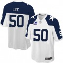 Youth Nike Dallas Cowboys &50 Sean Lee Elite White Throwback Alternate C Patch NFL Jersey