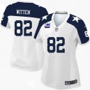 Women Nike Dallas Cowboys &82 Jason Witten Elite White Throwback Alternate C Patch NFL Jersey