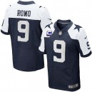 Men Nike Dallas Cowboys &9 Tony Romo Elite Navy Blue Throwback Alternate C Patch NFL Jersey