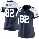 Women Nike Dallas Cowboys &82 Jason Witten Elite Navy Blue Throwback Alternate C Patch NFL Jersey