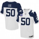Men Nike Dallas Cowboys &50 Sean Lee Elite White Throwback Alternate C Patch NFL Jersey