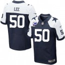 Men Nike Dallas Cowboys &50 Sean Lee Elite Navy Blue Throwback Alternate C Patch NFL Jersey