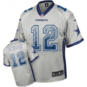 Hommes Nike Dallas Cowboys # 12 Roger Staubach Élite gris Drift mode NFL Maillot Magasin