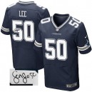 Men Nike Dallas Cowboys &50 Sean Lee Elite Navy Blue Team Color Autographed NFL Jersey
